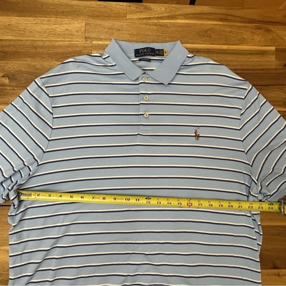 Polo Ralph Lauren Classic Fit Striped Soft Cotton Polo Light Blue Navy White XXL - Picture 8 of 11